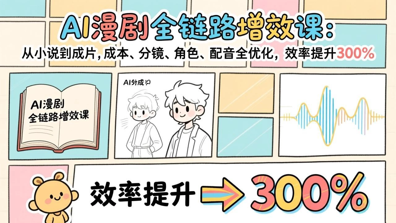 AI漫剧全链路增效课：从小说到成片，成本、分镜、角色、配音全优化，效率提升300%-黑猫博客