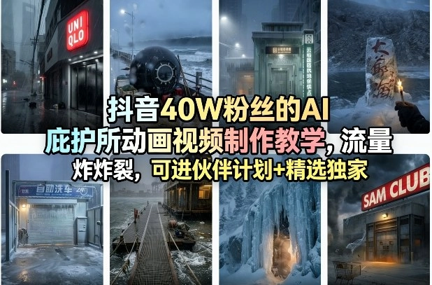 抖音40W粉丝的AI庇护所动画视频制作教学，流量炸裂，可进伙伴计划+精选独家-黑猫博客