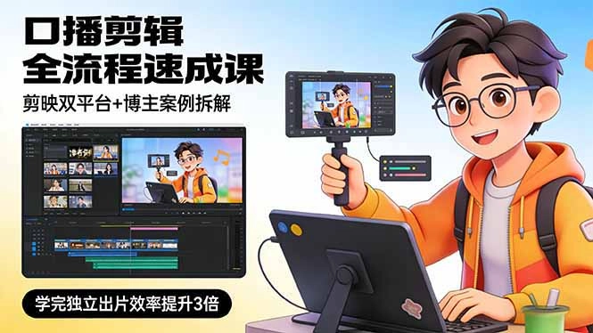 口播剪辑全流程速成课，剪映双平台+博主案例拆解，学完独立出片效率提升3倍-黑猫博客