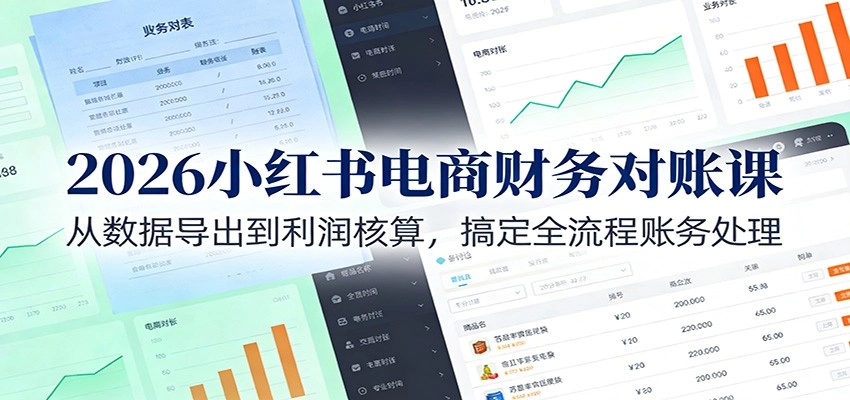 2026小红书电商财务对账课：从数据导出到利润核算，搞定全流程账务处理-黑猫博客