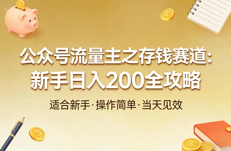 公众号流量主之存钱赛道，贴合当下需求，适合新手，一天收益2张-黑猫博客