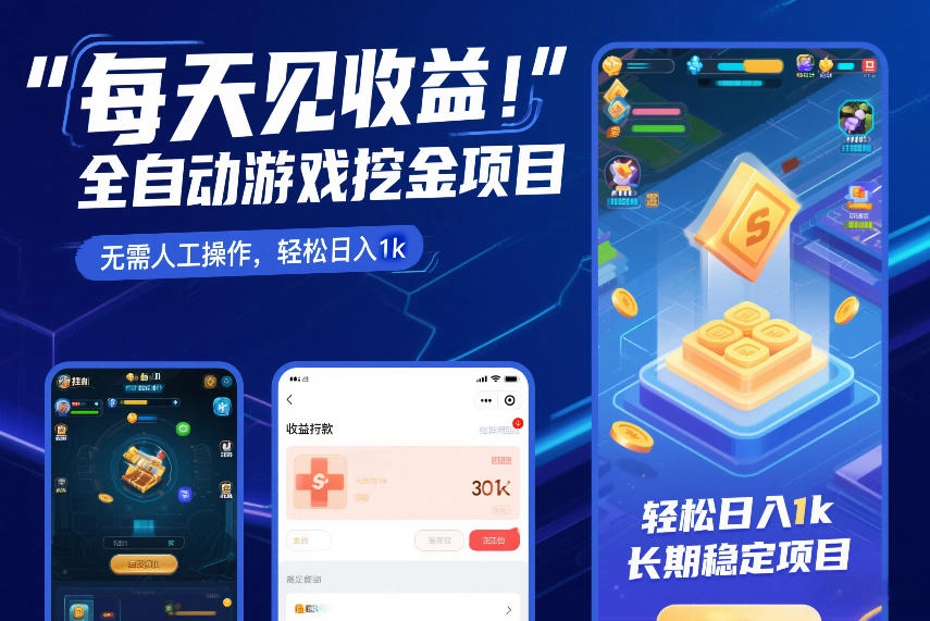 每天见收益，全自动游戏挖金项目，无需人工操作，轻松日入1k，长期稳定项目【揭秘】-黑猫博客