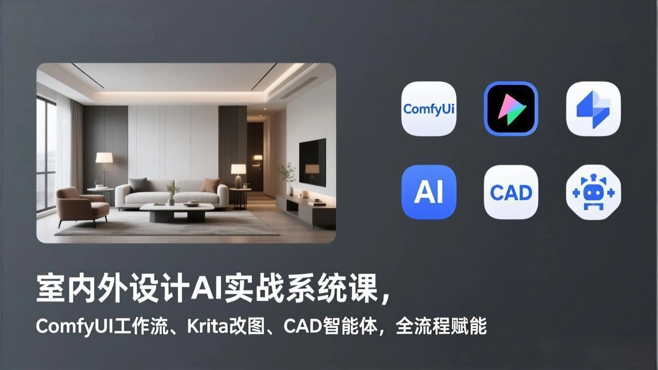 室内外设计AI实战系统课，ComfyUI工作流、Krita改图、CAD智能体，全流程赋能-黑猫博客