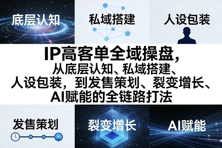IP高客单全域操盘，从底层认知、私域搭建、人设包装，到发售策划、裂变增长、AI赋能的全链路打法-黑猫博客