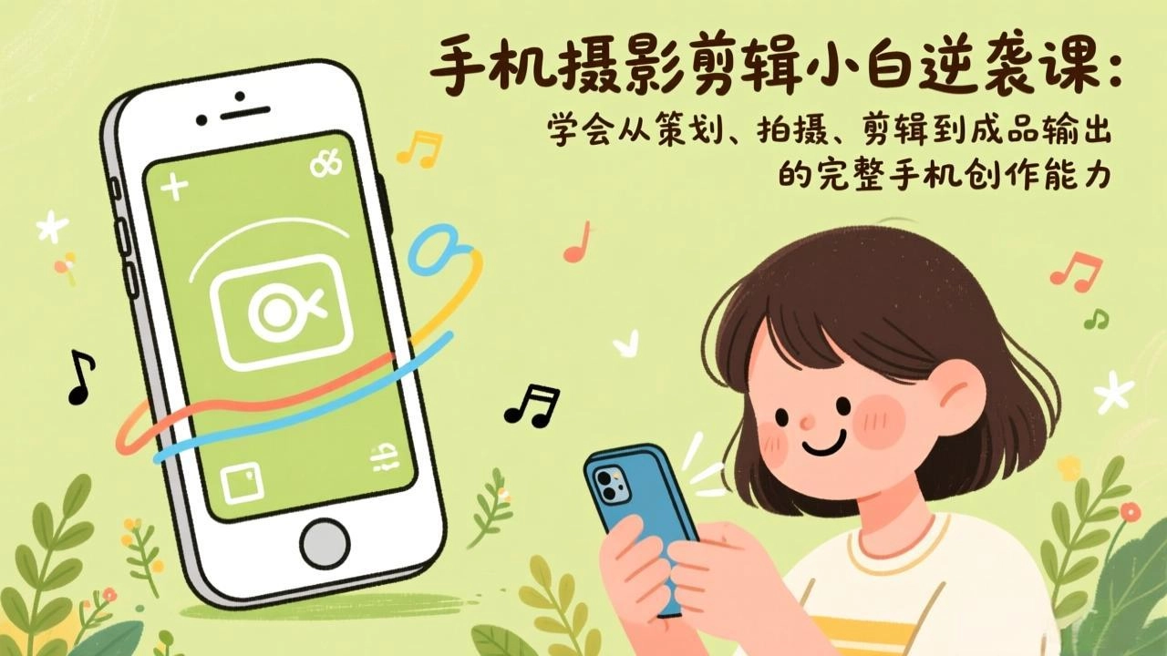 手机摄影剪辑小白逆袭课：学会从策划、拍摄、剪辑到成品输出的完整手机创作能力-黑猫博客