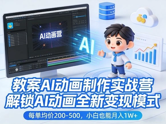 教案AI动画制作实战营，解锁AI动画全新变现模式，每单均价200-500，小白也能月入1W+-黑猫博客