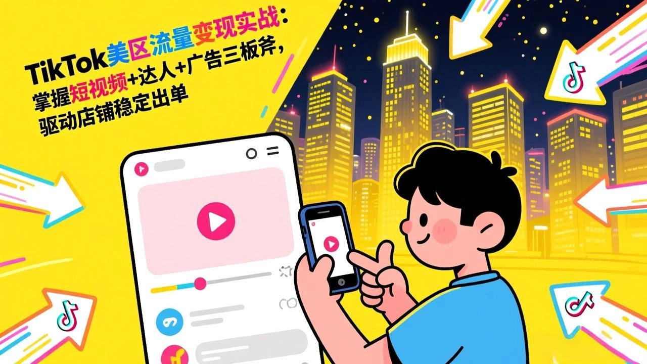 TikTok美区流量变现实战：掌握短视频+达人+广告三板斧，驱动店铺稳定出单-黑猫博客