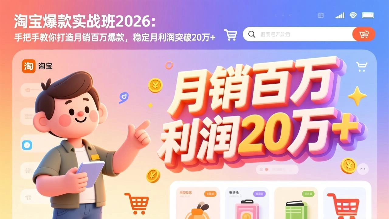 淘宝爆款实战班-2026年2月更新：手把手教你打造月销百万爆款，稳定月利润突破20万+-黑猫博客