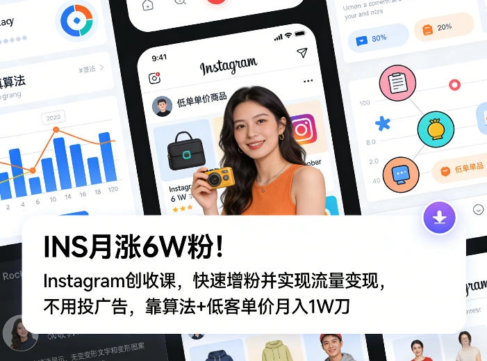 INS月涨6W粉！Instagram创收课，快速增粉并实现流量变现，不用用投广告，靠算法+低客单价月入1W刀-黑猫博客