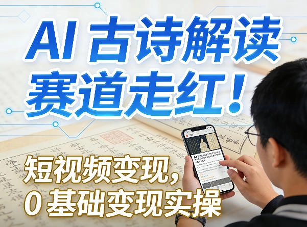 AI古诗解读赛道走红！短视频变现，0基础变现实操-黑猫博客
