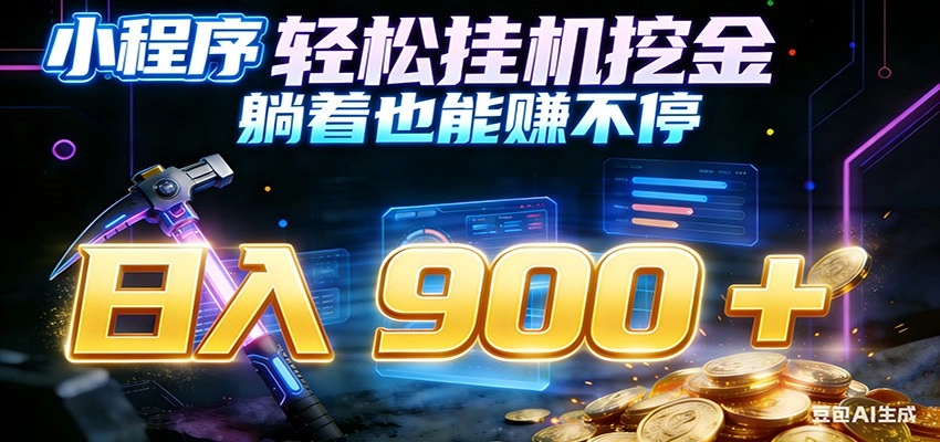 小程序挂机挖金，自动赚金币换现金，多号并行日入900+，轻松搞副业-黑猫博客