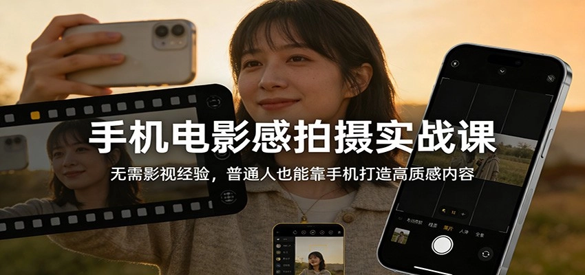 手机电影感拍摄实战课：无需影视经验，普通人也能靠手机打造高质感内容-黑猫博客