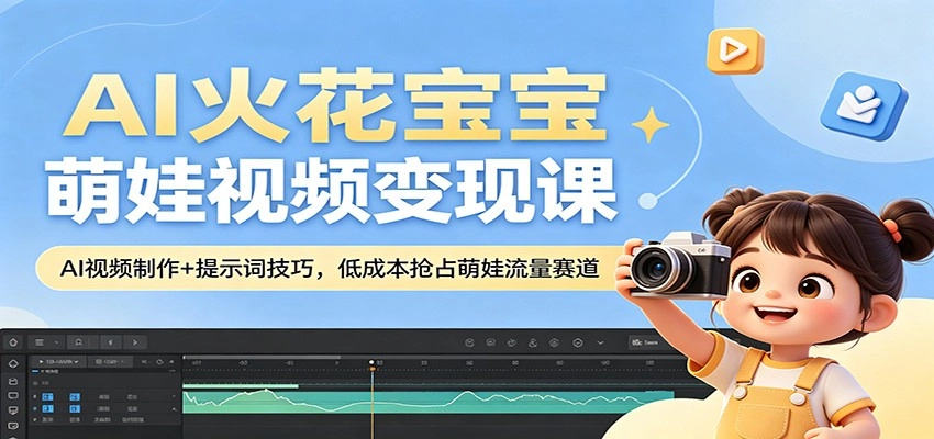 AI火花宝宝萌娃视频变现课：AI视频制作+提示词技巧，低成本抢占萌娃流量赛道-黑猫博客