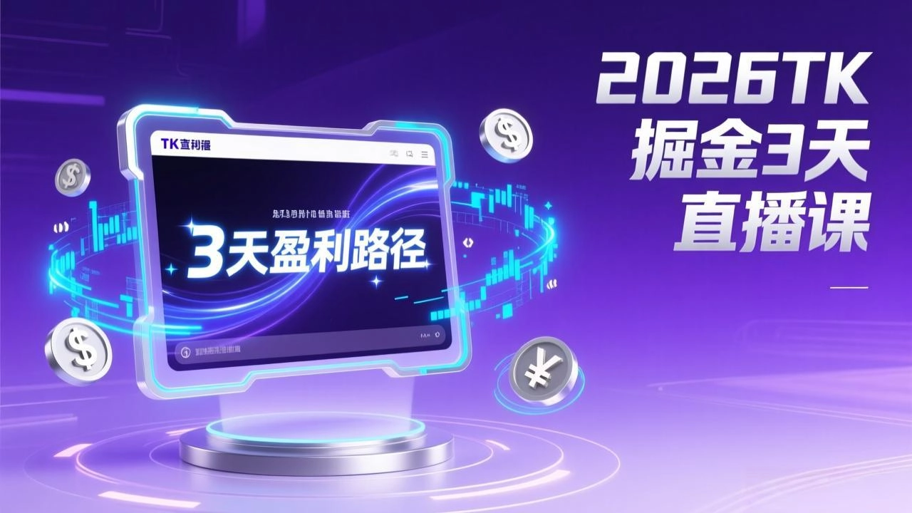 2026TK掘金直播课，起号涨粉+直播带货+商单变现+3天打通盈利路径，月入过万美金-黑猫博客