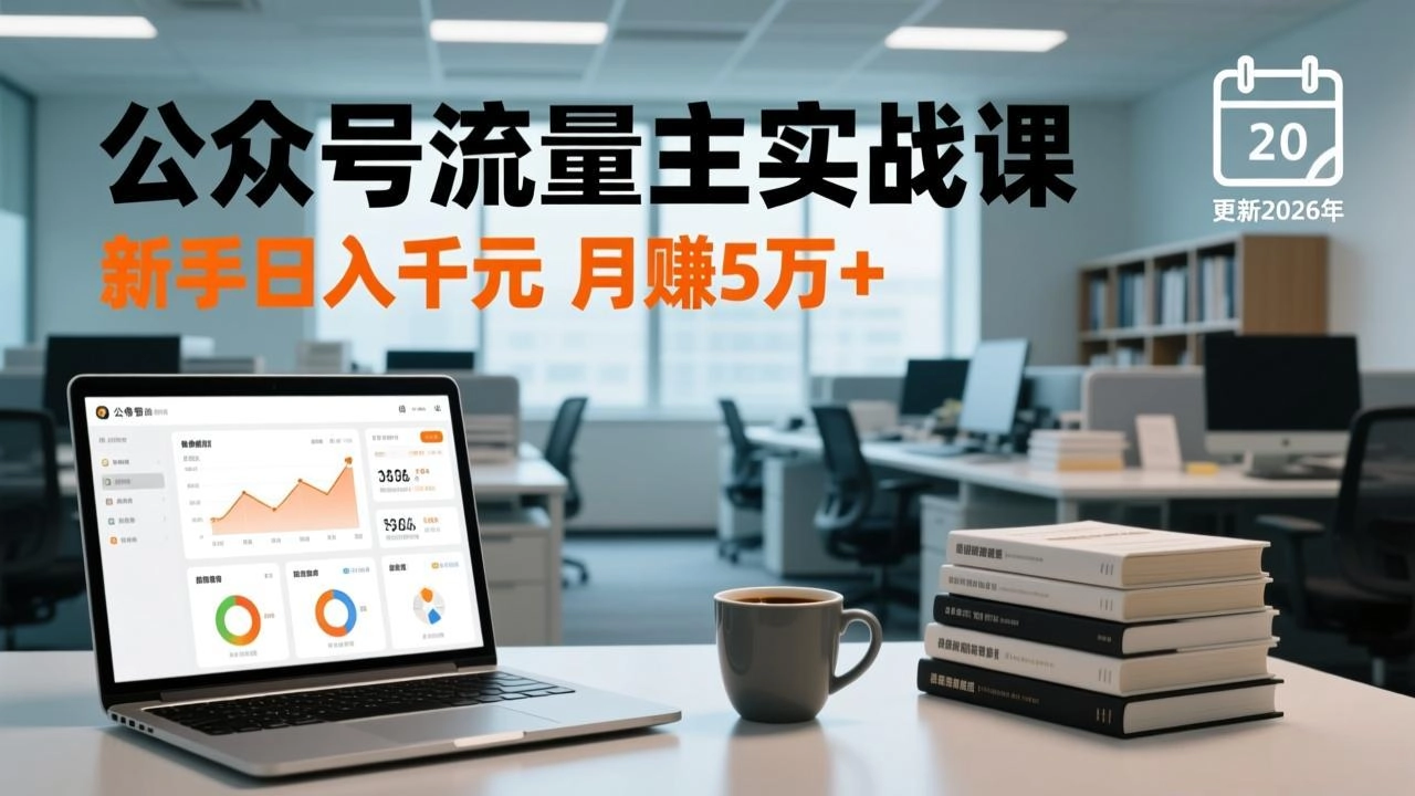 公众号流量主实战课，爆文写作、流量池运营、多平台分发，新手日入千元月赚5万+更新2026年-黑猫博客