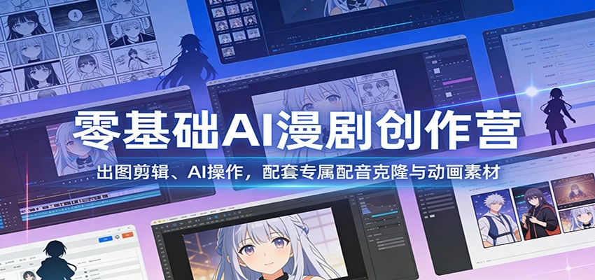 零基础AI漫剧创作营：出图剪辑、AI操作，配套专属配音克隆与动画素材-黑猫博客