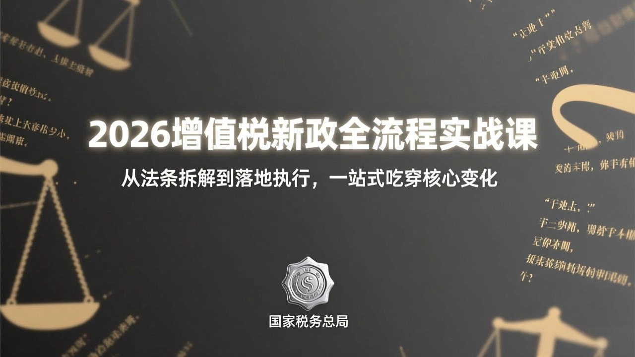 2026增值税新政全流程实战课：从法条拆解到落地执行，一站式吃透核心变化-黑猫博客