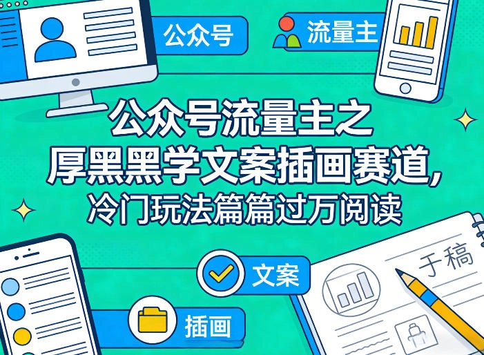 公众号流量主之厚黑学文案插画赛道，冷门玩法篇篇过万阅读-黑猫博客